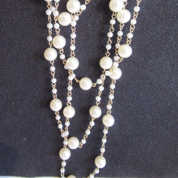6 Strands, Champagne Pearl Necklace, Gold, 20" Long, Luxury, Faux, - Picture 4 of 14